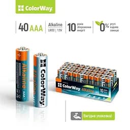 Батарейка ColorWay Alkaline Power AAA/LR03 Colour Box 40шт (CW-BALR03-40CB) - мініатюра 2