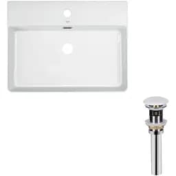 Умивальник Qtap Nando LT підвісний прямокутний 600x440x130 мм White + донний клапан PU02O, Білий