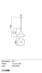 Підвісний світильник Redo DECANTER SU 1X42W E27 D265 SMOKY GREY SHADOW (5.1.1) 01-1623 - мініатюра 3