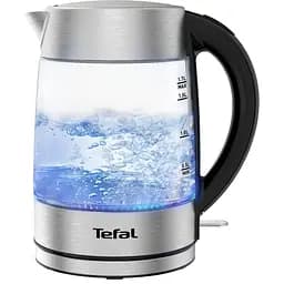 Электрочайник Tefal Glass Kettle с подсветкой серебристо-черный 1.7 л (KI772D38)