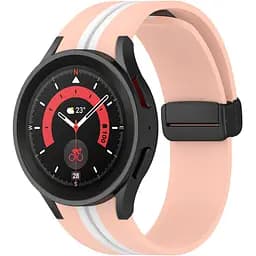 Ремінець для Samsung Galaxy Watch 5 44mm - рожево-білий ширина кріплення 20мм силікон Watchbands Cls-line-black (W35-9WB91937766)