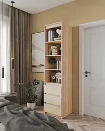 Пенал для дома Flamecame открытый с 4 полками и 3 ящиками из ДСП II FT-219