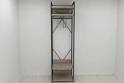 Шафа Гардероб Уні секція 2 серії Конект Ferrum-decor 220x60x50см Чорний метал ДСП Дуб Сонома Трюфель 32 мм (FRD-104538)