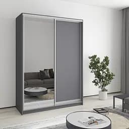 Шафа-купе дводверна MebelStar Стандарт AL ДСП/Дзеркало 150x60x210 см Антрацит (MBS-2419)