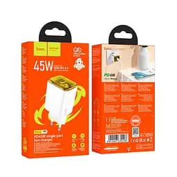 Мережевий зарядний пристрій Hoco N54 Monsoon single port PD45W charger (EU) Білий - мініатюра 2