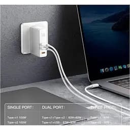 Мережевий зарядний пристрій Baseus GaN Xiaomini Quick Charger 1 USB + 2Type-C 120W CCGAN-J02 White - мініатюра 3