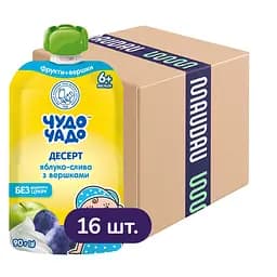 Упаковка десерта для детей Чудо-Чадо Яблоко-слива со сливками 1.44 кг (90 г х 16 шт.)