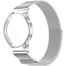 Комплект Tamister для годинника Amazfit GTR4 сріблястий (чохол + металевий ремінець 22 мм)