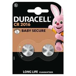 Батарейка Duracell CR 2016 спеціальна літієва типу таблетка 2016 3V 2 шт. в упаковці (5007667/5010969/5014810) - мініатюра 2