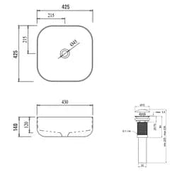 Раковина накладна Qtap Kolibri 425x425x140 White з донним клапаном QT1011K396WN48468 - мініатюра 6