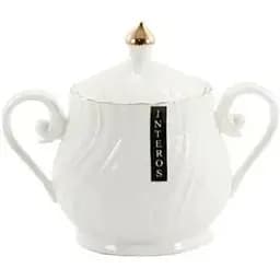 Цукорниця Interos Хвиля з кришкою порцелянова біла 500 мл (LTSL-S0112-A)