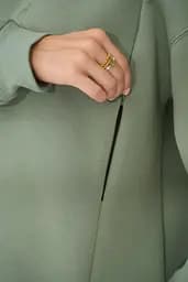 Худі для вагітних і годування груддю тепле із щільного трикотажу з начісом Angel XL (50) Юла мама оливка - мініатюра 9