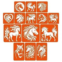 Набір трафаретів для біо-тату Fresh Tattoo Коні - великий мікс horses-big-mix 10х10 см