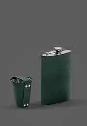 Набор с флягой и рюмками в кожаном чехле зеленый Crazy Horse
