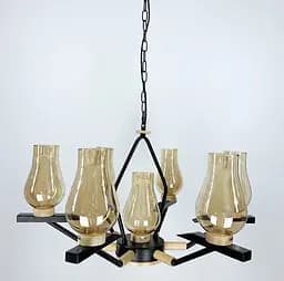 Підвісна люстра з деревʼяною фурнітурою Line.F ZL 467/6+1