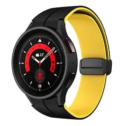 Ремінець для Samsung Galaxy Watch 6 40mm 6 44mm - чорно-жовтий ширина кріплення 20мм силікон Watchbands Magnetic (W34-5W432432) - мініатюра 2