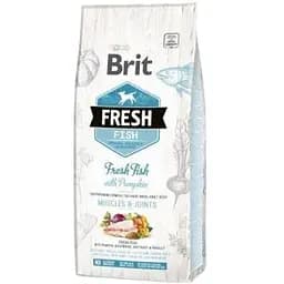 Сухой корм Brit Fresh для взрослых собак больших пород для мышц и суставов с рыбой и тыквой 12 кг