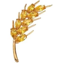 Брошь-булавка колосок пшеницы со стразами Желтая брошь