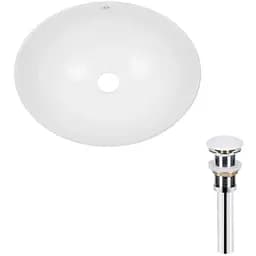 Комплект Qtap Dove: Раковина накладная овальная 415x340x140 мм White + Донный клапан PU02 (QT06113078WN47308)