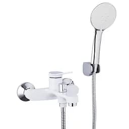 F3245 Змішувач для ванни одноричажний короткий литий гусак латунний корпус гайка Ø35 білий/хром Frap 1/10 Білий