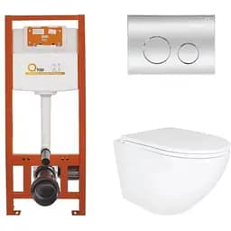 Набір Q-tap Nest 4 в 1 підвісний унітаз Robin Ultra Quiet 490x365x325 + комплект інсталяції QT1333046EUQW45146