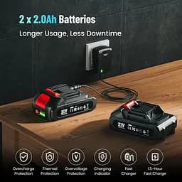 Набір акумуляторних дрилів Seesii 20V Power 60NM, безщітковий набір інструментів для електричних дриль 1/2" з акумулятором - мініатюра 3