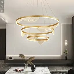 Світлодіодна люстра 3 Світи PJ912 (40+60+80см) Золота