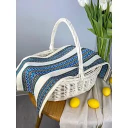 Пасхальний рушник лляний для кошика Рандеву 70х30 см Синій