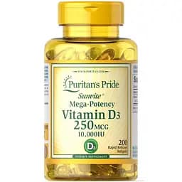 Вітаміни та мінерали Puritan's Pride Vitamin D3 10000 IU, 200 капсул