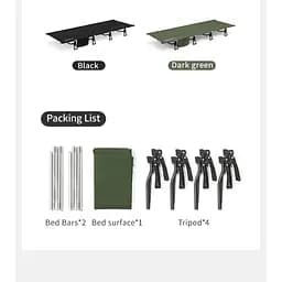 Ліжко складане Naturehike XJC08 CNK2550WS020, поліестер, алюміній, чорний - мініатюра 3
