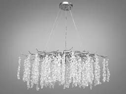 Підвісна дизайнерська люстра "Гліцинія" витягнутої форми, 10 ламп, хром
