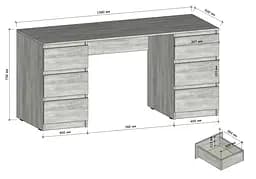 Комп'ютерний стіл Moreli FT-228 з ящиками без ручок 1580х758х600 мм Дуб Аппалачі/Капучіно - мініатюра 2