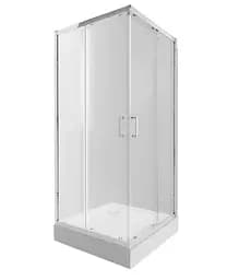 Набор Qtap Душевая кабина Taurus CRM1011SC6, квадратная, стекло прозрачное 6 мм + Душевой поддон Tern 301112
