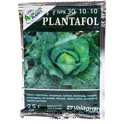 Мінеральне добриво Organic Planet Plantafol Valagro NPK 30.10.10 Плантафол Початок вегетації 25 г (62206)