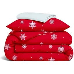 Комплект постільної білизни Cosas Snowflakes cranberry CS3 Підлітковий фланель червоний (Flannel_SnowflakesCranberry_El90-01Snow_155)
