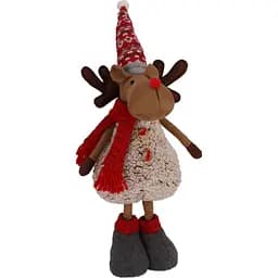 Фігурка новорічна Jumi Олень текстильний бежево-червоний 48 см (5900410947795)