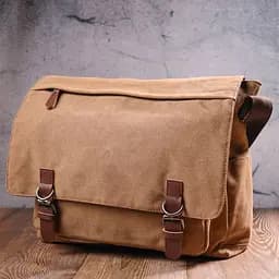 Велика сумка для ноутбука з клапаном із текстилю 21242 Vintage коричнева - мініатюра 8