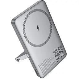 Портативний ЗП Power Bank Hoco Q36 Sunlight magnetic suction+holder PD20W з БЗП 5000 mAh Metal grey - мініатюра 6