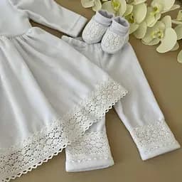 Костюм для хрещення "Аріна-3" велюр зріст 56 см (0 – 1 місяць) Betis Білий - мініатюра 2
