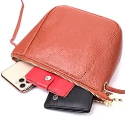 Невелика сумка жіноча через плече з натуральної шкіри Vintage 22300 коричнева - мініатюра 6