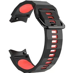 Ремешок для Samsung Galaxy Watch 5 40mm - черно-красный ширина крепления 20мм силикон размер L Watchbands Ribbed (W11-4WB66250031)