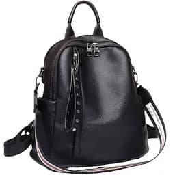 Шкіряний класичний жіночий рюкзак чорний 94083 Tiding Bag