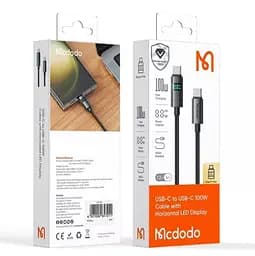 Кабель Mcdodo Horizontal LED Display 100W USB-C to USB-C Data Cable 1.2 м CA-5610 Чорний - мініатюра 2