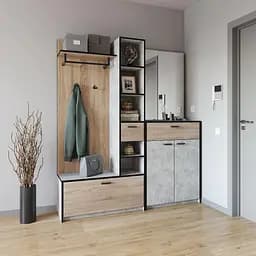 Прихожая Moreli FKO-0002 1690x1880x380 мм Бетон/Дуб Сонома