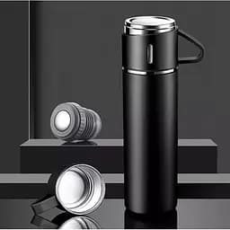 Подарунковий набір Vacuum Flask SET, термос з нержавіючої сталі 500 мл та 3 чашки чорний