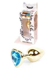 Анальная пробка Jewellery Gold Heart PLUG Light Blue Boss Series 64-00040 98243
