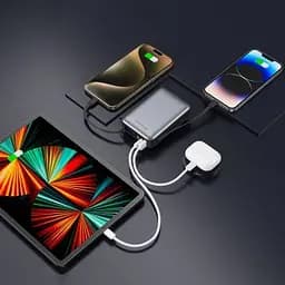 Батарея універсальна Swissten 20000mAh SPACE 22/5W PD QC w/built-in cables USB-C/LIGHTNING Silver (8595217490598) - мініатюра 5