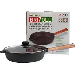 Сковорода Brizoll Optima с крышкой, чугунная, 28х6 см (O2860-P-C)