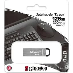 Флеш-накопичувач Kingston USB3.2 128GB DataTraveler Kyson Silver/Black (DTKN/128GB) - мініатюра 2