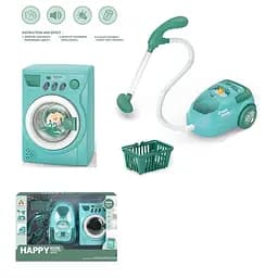 Набор бытовой техники LS8284Q пылесос 15см, стиральная машина 14см, музыка, свет, корзина, в коробке (6903317696673)